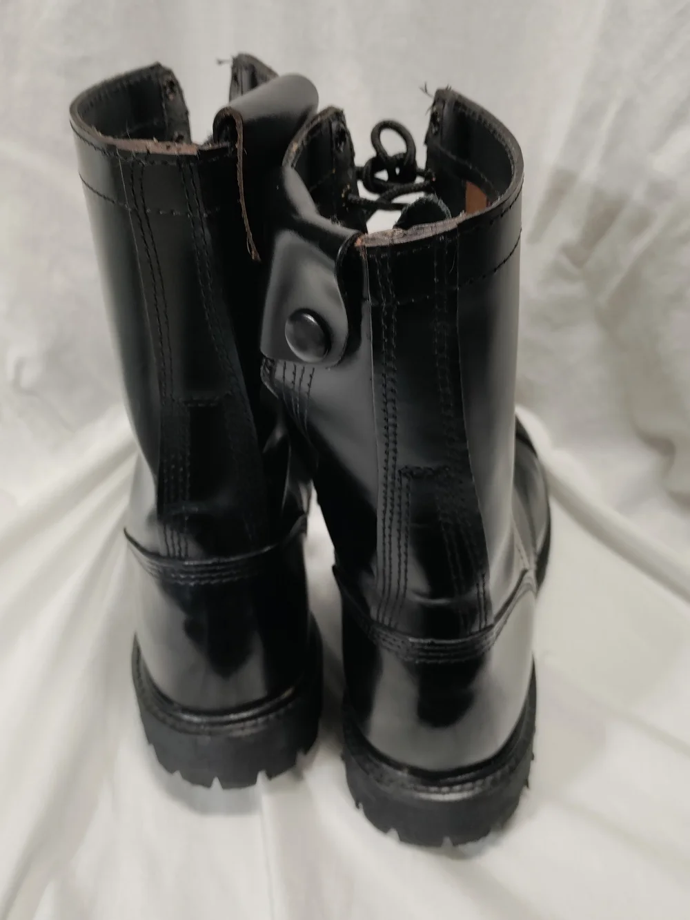Men's Black Lace-Up Tactical Boots Jump Boots with Side Zip